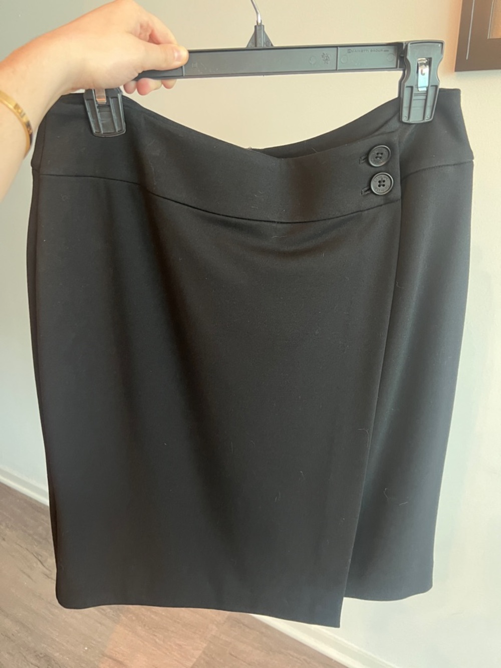Calvin Klein Black Pencil Skirt with Button Waist Detail